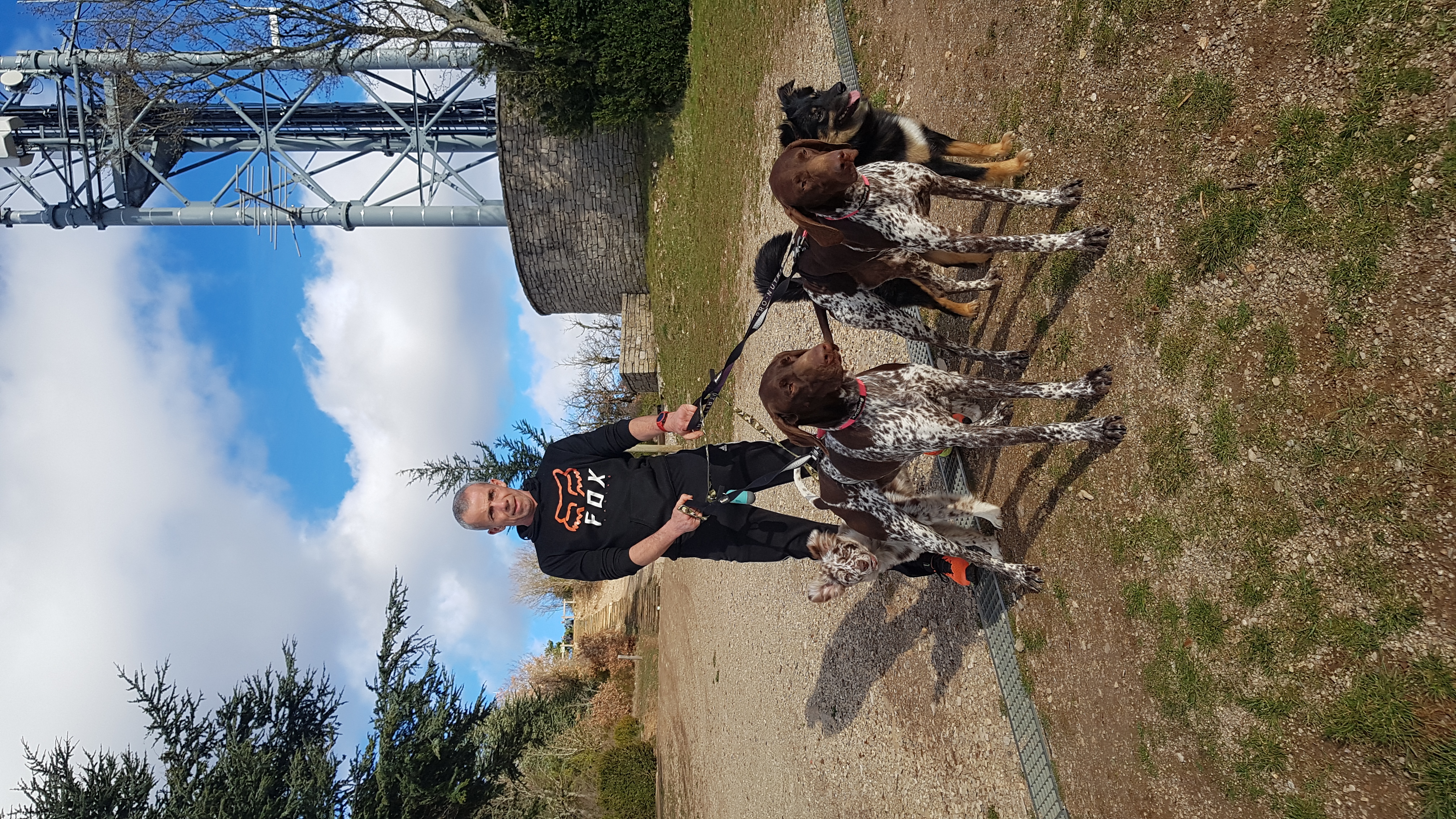 Balade à vélo avec un chien en laisse